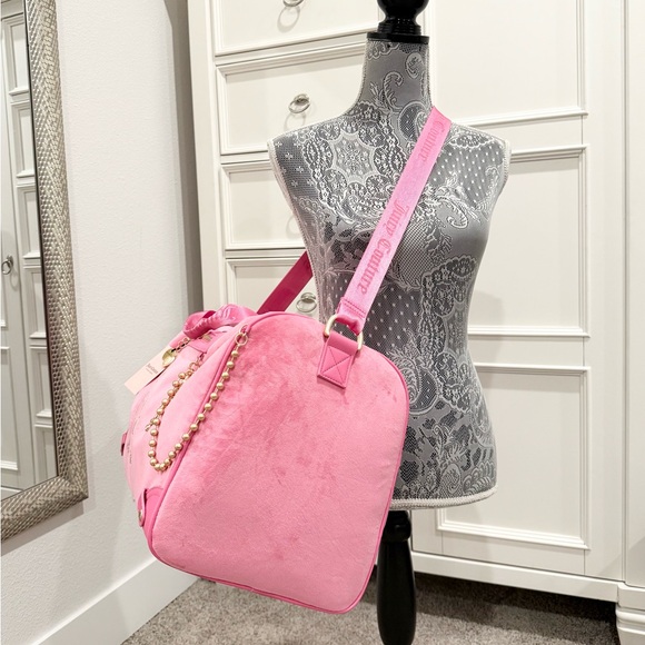 🔑💖 Classic Juicy Lover Weekender Love Potion Pink Velour Duffle Bag - Picture 11 of 16